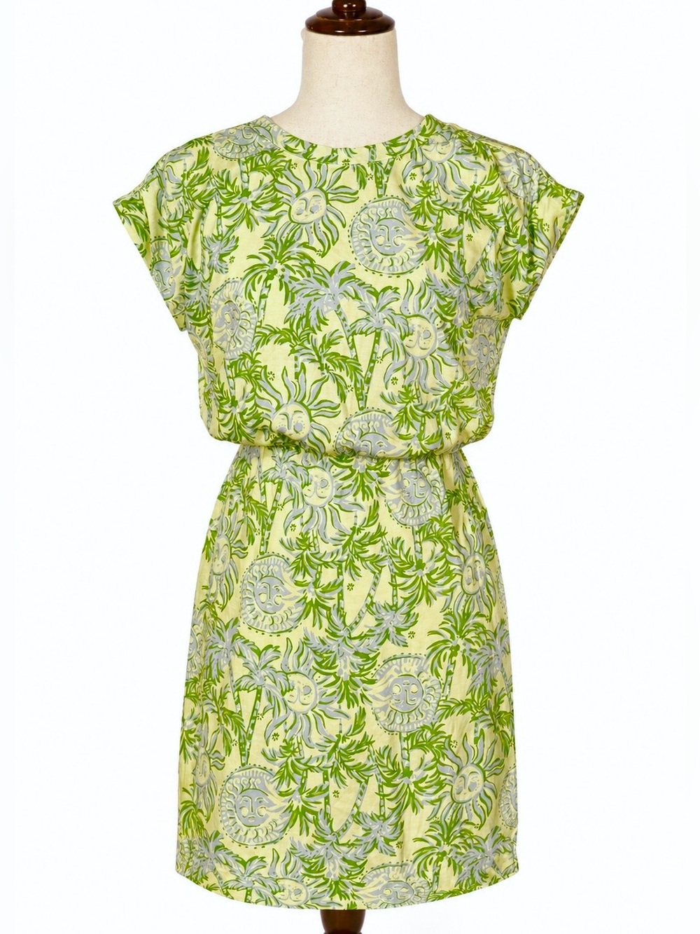 Lilly Pulitzer Summer Palm-Print Lime Green print Dress- XS